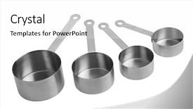  Presentation with measuring - Theme enhanced with steel measuring cups on white background and a white colored foreground
