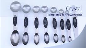  Presentation with steel - PPT layouts enhanced with steel-measuring-spoons-on-white background and a  colored foreground