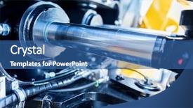  Presentation with cylinder - PPT theme consisting of steel mechanical parts and cylinder background and a ocean colored foreground