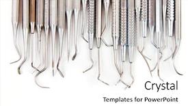  Presentation with medical equipment - Slides consisting of steel medical equipment - tools background and a white colored foreground