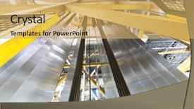  Presentation with steel mill - Presentation design consisting of steel mill - sheets of aluminum rolled upright background and a yellow colored foreground