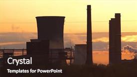  Presentation with steel mill - Presentation theme having industrial catalyst - steel mill blasting furnaces background and a wine colored foreground