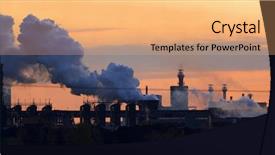  Presentation with blasting - PPT theme enhanced with industrial catalyst - steel mill blasting furnaces background and a coral colored foreground