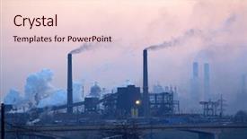  Presentation with steel mill - Beautiful PPT theme featuring industrial catalyst - steel mill blasting furnaces backdrop and a lemonade colored foreground