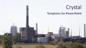 Presentation with blasting - Theme featuring industrial catalyst - steel mill blasting furnaces background and a sky blue colored foreground