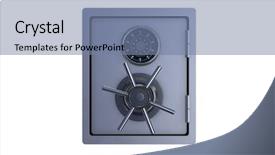  Presentation with safe - Colorful slides enhanced with steel money safe isolated backdrop and a seafoam green colored foreground