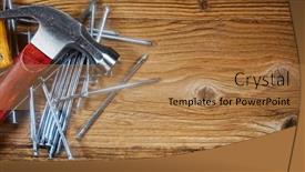  Presentation with old wood - Beautiful PPT theme featuring steel-nails-on-old-wood backdrop and a coral colored foreground