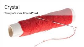  Presentation with needle - Cool new presentation theme with steel needle and red thread isolated on white background backdrop and a white colored foreground