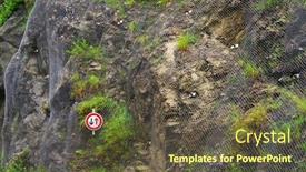  Presentation with rock wall - Colorful presentation theme enhanced with steel-net-for-protection-against backdrop and a tawny brown colored foreground