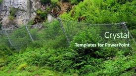  Presentation with rock wall - Audience pleasing presentation design consisting of steel-net-for-protection-against backdrop and a tawny brown colored foreground