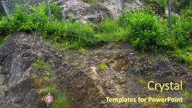  Presentation with rock wall - Presentation featuring steel-net-for-protection-against background and a tawny brown colored foreground