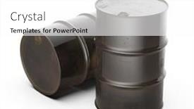  Presentation with fuel oil - Presentation theme featuring steel-oil-barrel-isolated background and a white colored foreground
