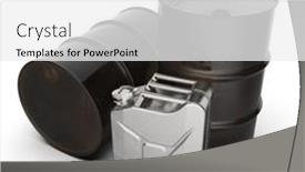  Presentation with fuel oil - Presentation featuring steel-oil-barrel-isolated background and a white colored foreground