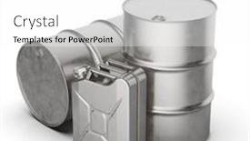  Presentation with fuel oil - Presentation enhanced with steel-oil-barrel-isolated background and a white colored foreground