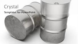  Presentation with petroleum oil - Presentation consisting of steel-oil-barrel-isolated background and a white colored foreground