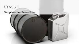  Presentation with fuel oil - Presentation theme consisting of steel-oil-barrel-isolated background and a white colored foreground