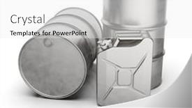  Presentation with fuel oil - Presentation consisting of steel-oil-barrel-isolated background and a white colored foreground