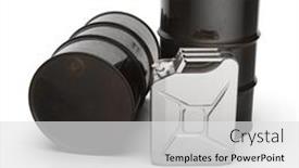  Presentation with fuel oil - Presentation theme with steel-oil-barrel-isolated background and a white colored foreground