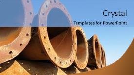  Presentation with tubes - Presentation consisting of steel pipe - metal tubes background and a light blue colored foreground