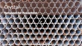 Presentation with steel construction - PPT theme featuring steel-pipes-for-building-construction background and a tawny brown colored foreground