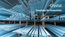  Presentation with steel pipe - Slide set featuring steel pipes industry construction stacked background and a ocean colored foreground