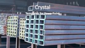  Presentation with steel construction - Cool new slide deck with steel pipes industry construction stacked backdrop and a ocean colored foreground