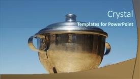  Presentation with steel - Amazing slide deck having steel-pottle-on-the-table backdrop and a ocean colored foreground