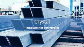  Presentation with steel industry - Presentation having steel-profiles-stored-outdoors-ready background and a teal colored foreground