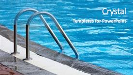  Presentation with stairs - PPT theme having steel railings stairs pool with reflection background and a teal colored foreground