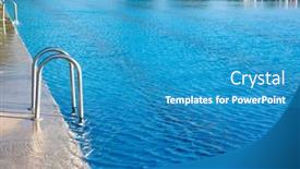  Presentation with blue water lily - Cool new PPT theme with steel-railings-stairs backdrop and a teal colored foreground