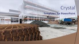  Presentation with steel bars - Amazing PPT theme having steel-rods-and-bars backdrop and a sky blue colored foreground