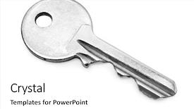  Presentation with key - Presentation theme having steel silver - key on a white background background and a white colored foreground