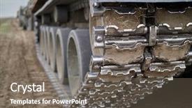  Presentation with tracks - PPT theme enhanced with steel slag - crawler tracks of military tank background and a gray colored foreground