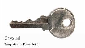  Presentation with padlock - Slide deck consisting of steel-small-key-for-padlock background and a white colored foreground