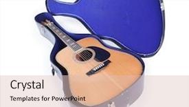  Presentation with string orchestra - Presentation design consisting of steel string acoustic guitar inside background and a lemonade colored foreground