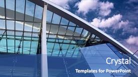  Presentation with buildings - Presentation theme enhanced with steel structures - business buildings architecture on sky background and a ocean colored foreground