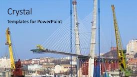  Presentation with steel structures - Beautiful theme featuring steel structures - construction of big guyed bridge backdrop and a light blue colored foreground
