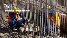  Presentation with steel structures - Slide deck having steel structures - construction background and a gray colored foreground