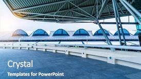  Presentation with steel structures - PPT theme featuring steel structures - empty road nearby modern building background and a teal colored foreground