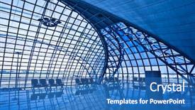  Presentation with steel structures - Theme with steel structures - waiting room with chairs place background and a teal colored foreground