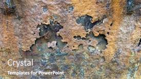  Presentation with corrosion - Presentation design consisting of steel-surface-of-a-component background and a gray colored foreground