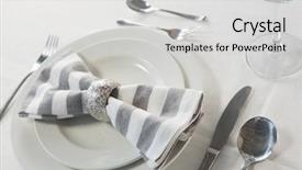  Presentation with cutlery - Theme consisting of steel theme - close-up of plate and cutlery background and a  colored foreground