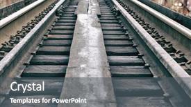  Presentation with railway - PPT theme consisting of steel theme - railway track closeup background and a dark gray colored foreground