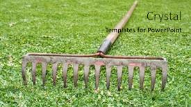  Presentation with steel - PPT theme enhanced with steel-tine-rake-laying background and a yellow colored foreground
