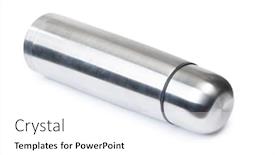  Presentation with steel - Cool new PPT theme with steel-travel-thermos-isolated backdrop and a white colored foreground