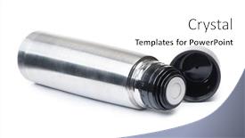  Presentation with steel - Cool new slide set with steel-travel-thermos-isolated backdrop and a white colored foreground