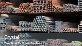  Presentation with pipes - Audience pleasing PPT theme consisting of steel bars - series of different sizes metal backdrop and a gray colored foreground