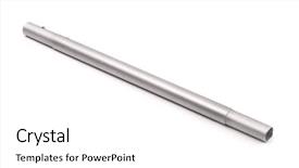  Presentation with connector - Slides consisting of steel tubes - single aluminum pipe connector isolated background and a white colored foreground