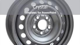  Presentation with wheel - Slide deck having steel wheel rim on white background background and a gray colored foreground