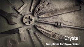  Presentation with processing - Amazing presentation theme having steel workers - grungy old metalwork tools backdrop and a dark gray colored foreground